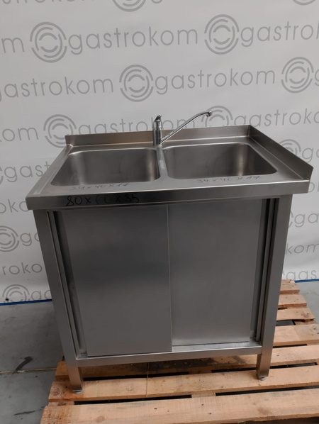 Stół z 2 zlewami drzwi przesuwne 80x60