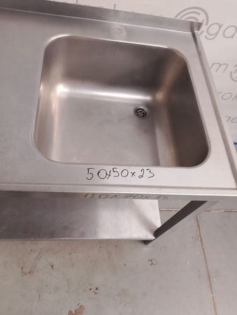 Stół ze zlewem-P i półką 120X70, rant L i T