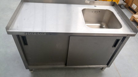 Stół ze zlewem drzwi przesuwne 120x60x85 Stalgast