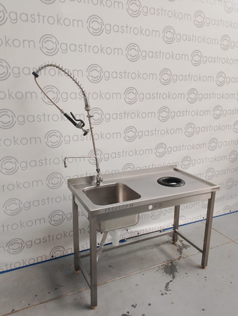 Stół ze zlewem i otworem na odpadki 120x60