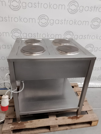 KUCHNIA ELEKTRYCZNA GASTRONOMICZNA Z PÓŁKĄ 4-PŁYTOWA KROMET 000.KE-4M