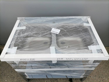 Stół roboczy z 2 zlewami i półką 100x60x85