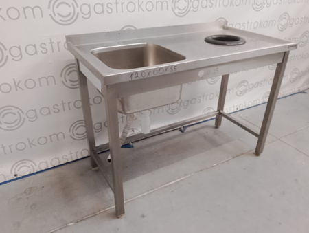 Stół ze zlewem i otworem na odpadki 120x60