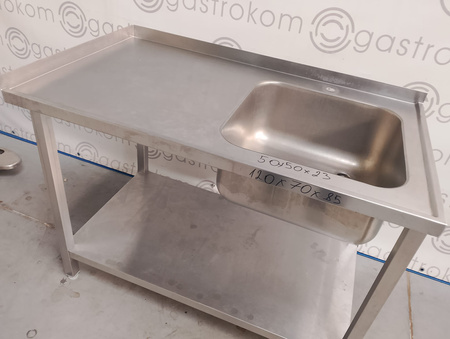 Stół ze zlewem-P i półką 120X70, rant L i T