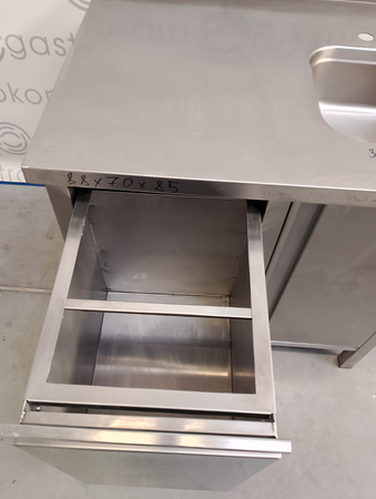 Stół roboczy ze zlewem z drzwiami skrzydłowymi 880x700x850