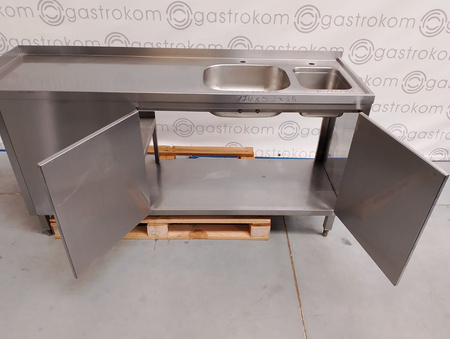 Stół z 2 zlewami-P drzwi otw. 175x52x90
