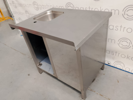 Stół roboczy ze zlewem z drzwiami skrzydłowymi 880x700x850
