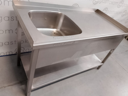 Stół ze zlewem L i półką rant T+L+P 140x70