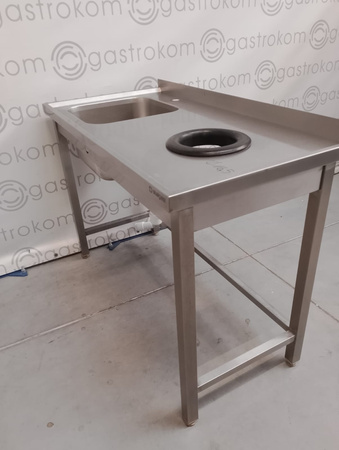Stół ze zlewem i otworem na odpadki 120x60