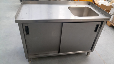 Stół ze zlewem drzwi przesuwne 120x60x85 Stalgast