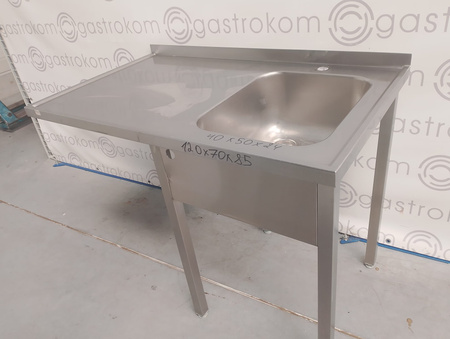 Stół ze zlewem-P i miejscem pod zmywarkę 120x70x85