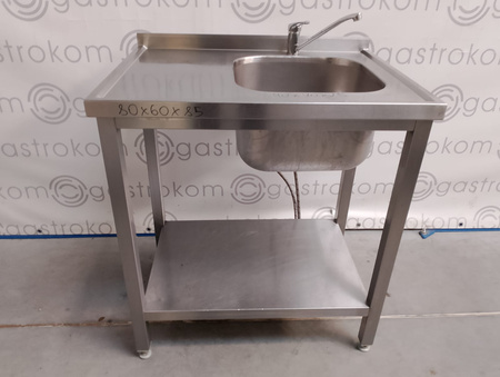 Stół ze zlewem-P i półką 80x60x85