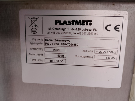 Bemar z nadstawką 2xGN 1/1 Plastmet