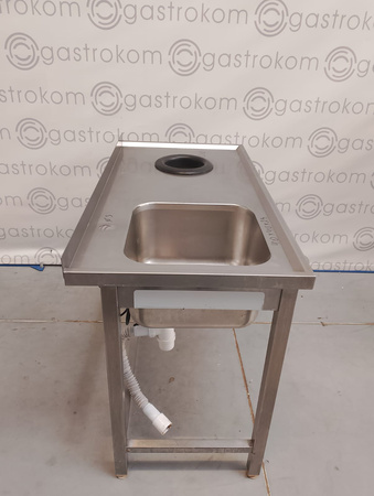 Stół ze zlewem i otworem na odpadki 120x60