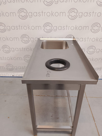 Stół ze zlewem i otworem na odpadki 120x60