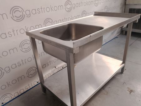 Stół ze zlewem-P i półką 120X70, rant L i T