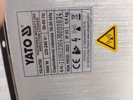 Kuchenka indukcyjna 3500W z regulacją manualną YG-04700