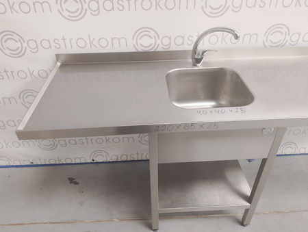 Stół ze zlewem i umywalką, z miejscem na zmywarkę 220x65