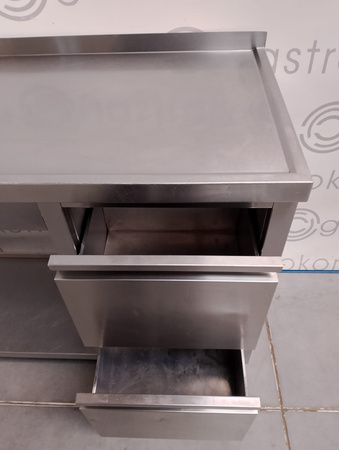 Stół ze zlewem-L i blokiem 2 szuflad 130 cm