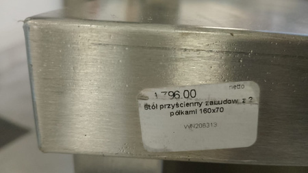 Stół przyścienny zabudowany z 2 półkami 160x70x85