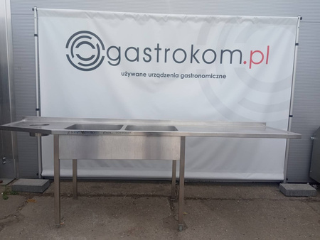 Stół z 2 zlewami i otworem na odpadki 271x70