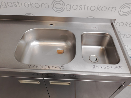 Stół z 2 zlewami-P drzwi otw. 175x52x90