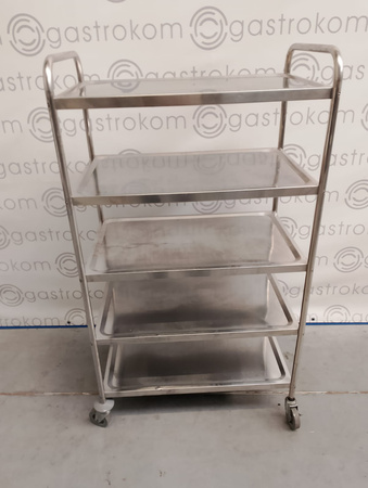 Wózek kelnerski 5-półkowy ze stali nierdzewnej
