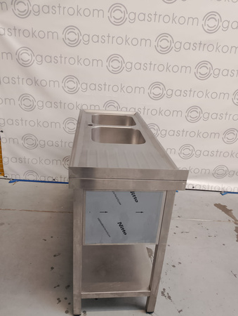 Stół z 2 zlewami z półką 130x50x85