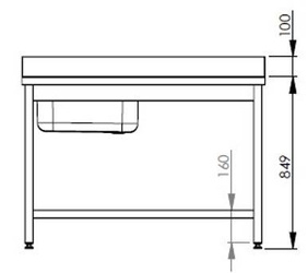 Stół ze zlewem i półką 1200x700x850