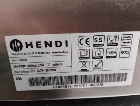 ROLKOWY PODGRZEWACZ DO PARÓWEK HENDI 11 ROLEK 268704