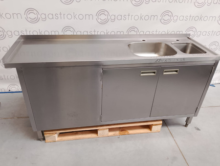 Stół z 2 zlewami-P drzwi otw. 175x52x90