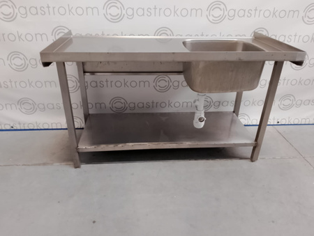 Stół ze zlewem L i półką rant T+L+P 140x70
