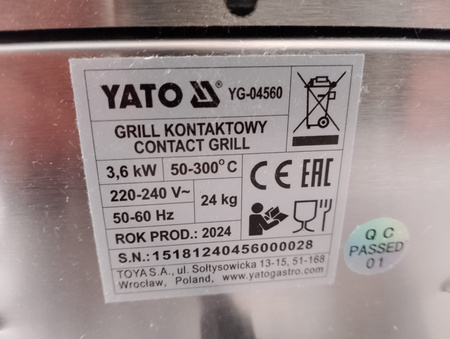 PODWÓJNY GRILL KONTAKTOWY RYFLOWANY 58CM YG-04560