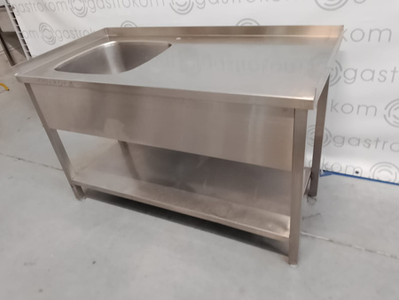 Stół ze zlewem L i półką rant T+L+P 140x70