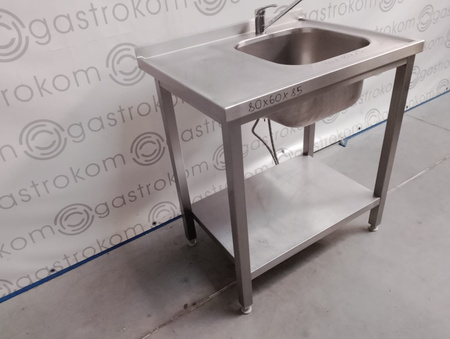 Stół ze zlewem-P i półką 80x60x85