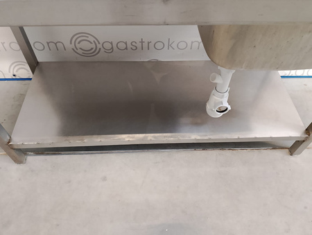 Stół ze zlewem L i półką rant T+L+P 140x70