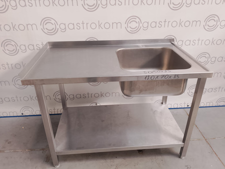 Stół ze zlewem-P i półką 120X70, rant L i T