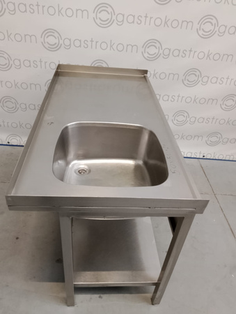 Stół ze zlewem L i półką rant T+L+P 140x70
