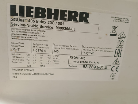 Szafa mroźnicza podblatowa Liebherr GGUesf 1405