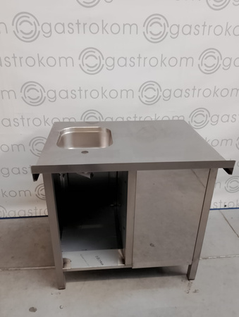 Stół roboczy ze zlewem z drzwiami skrzydłowymi 880x700x850