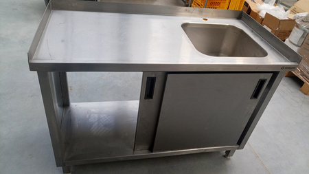 Stół ze zlewem drzwi przesuwne 120x60x85 Stalgast