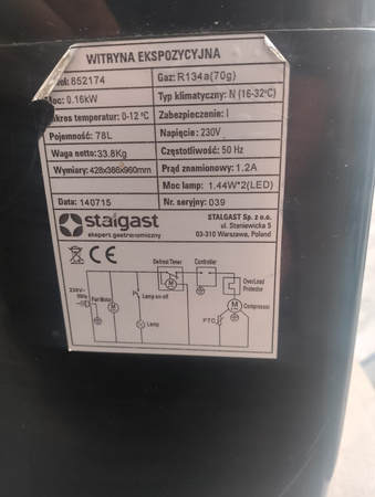 Witrynka chłodnicza Stalgast 78l 852174