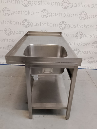 Stół ze zlewem L i półką rant T+L+P 140x70