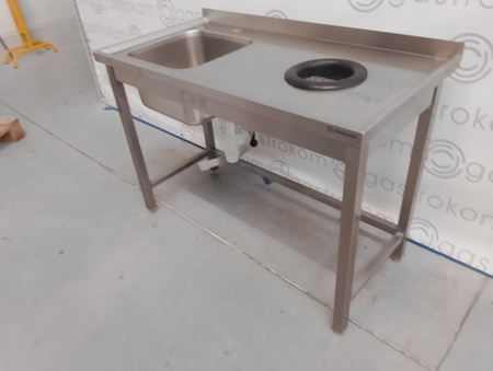 Stół ze zlewem i otworem na odpadki 120x60