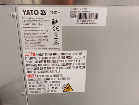 Stół chłodniczy do pizzy z granitowym blatem Yato YG-05310 + nadstawka