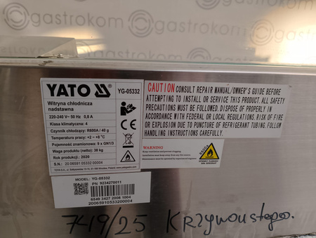 Stół chłodniczy do pizzy z granitowym blatem Yato YG-05310 + nadstawka