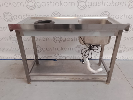 Stół ze zlewem i otworem na odpadki 120x60