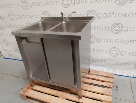 Stół z 2 zlewami drzwi przesuwne 80x60