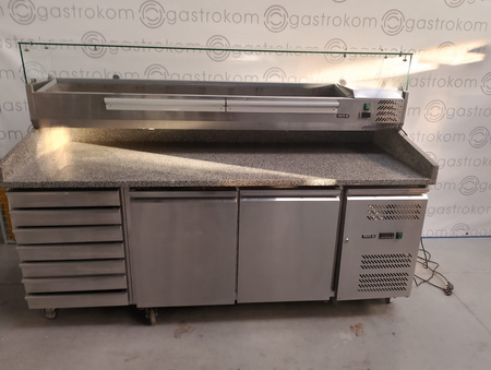 Stół chłodniczy do pizzy z granitowym blatem Yato YG-05310 + nadstawka