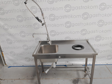 Stół ze zlewem i otworem na odpadki 120x60